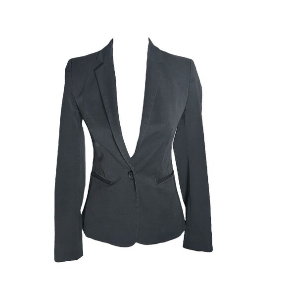 Express Women's Black One-Button Blazer Jacket Size 0 Tailored Fit - Picture 2 of 5